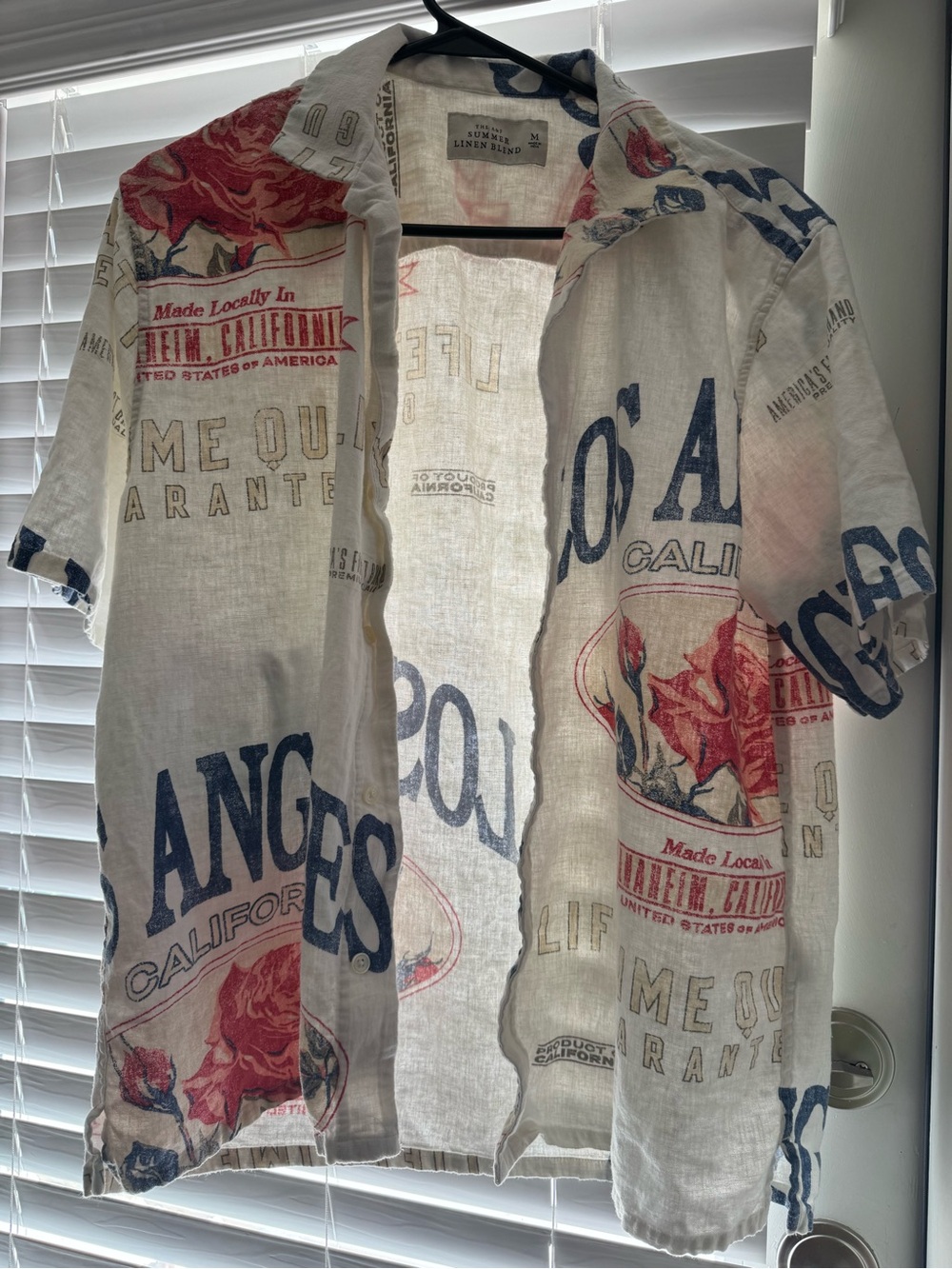 Abercrombie & Fitch Linen Blend Button-Up in White, Navy, and Pink